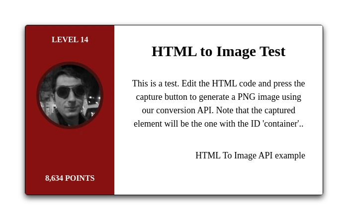 API, Image generated by HTML to Images conversion API